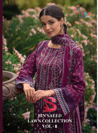 shree fabs  bin saeed lawn collection vol 6  lawn elegant salwar suit catalog