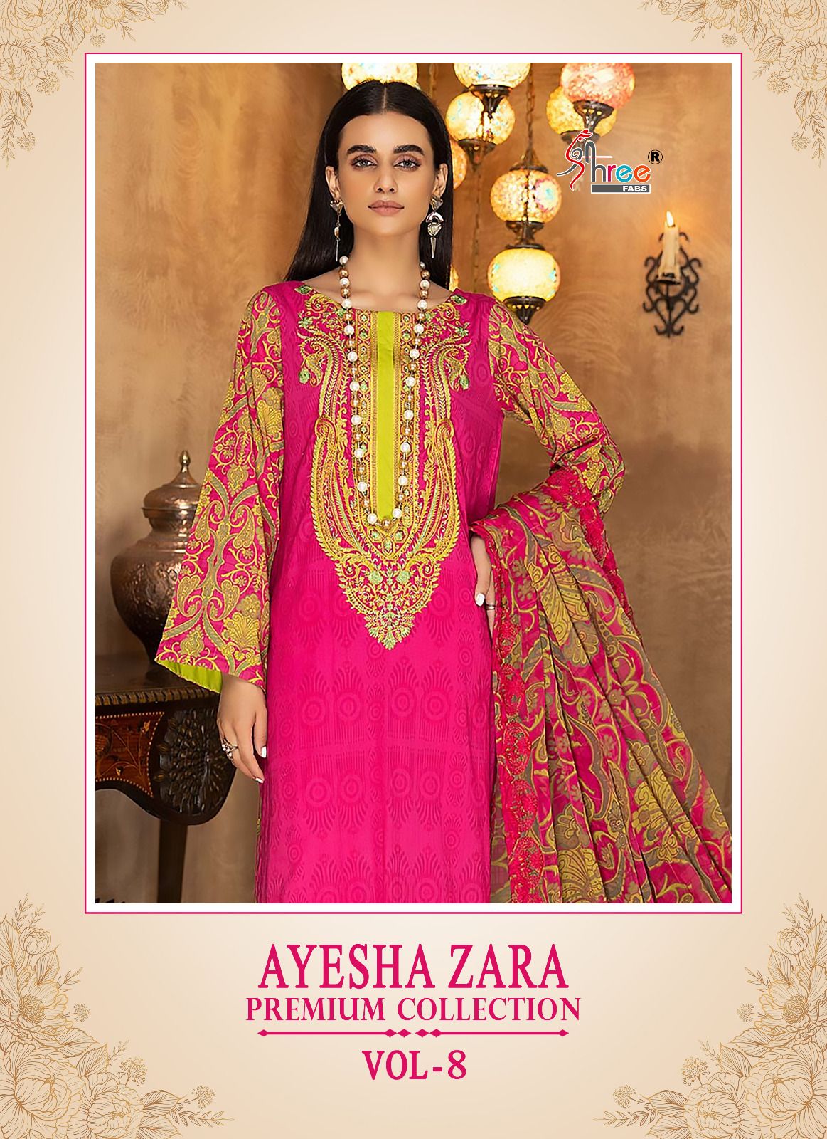 shree fabs ayesha zara premium collection vol 8 cotton decent look salwar suit with cotton dupatta catalog