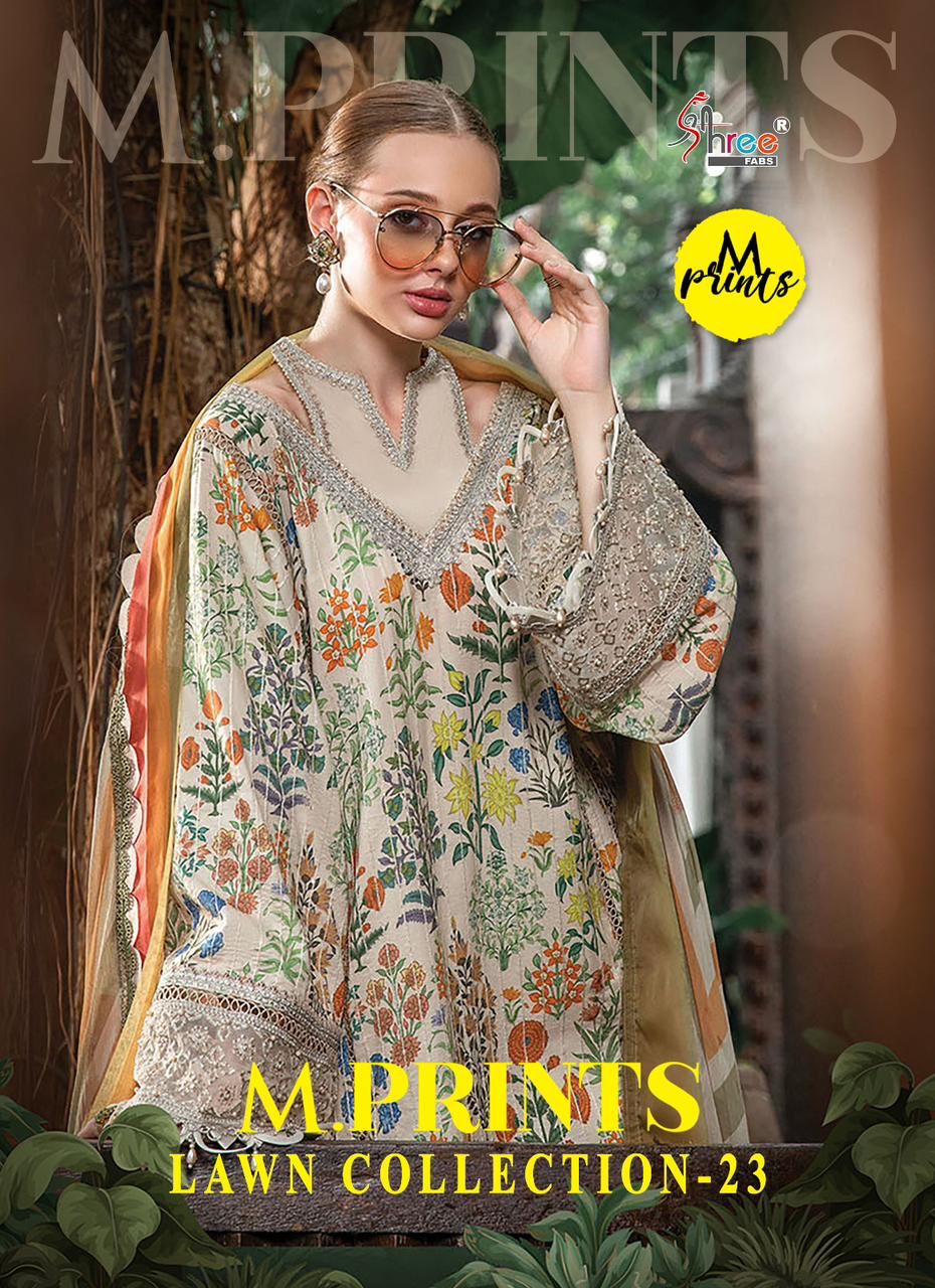 shree fabs M Print Lawn Collection 23 cotton elegant print salwar suit with cotton dupatta catalog