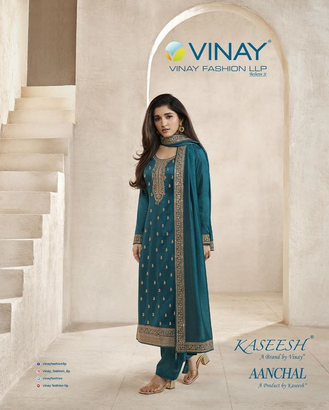 vinay fashion Kaseesh aanchal Silk Georgette look salwar suit cataloug