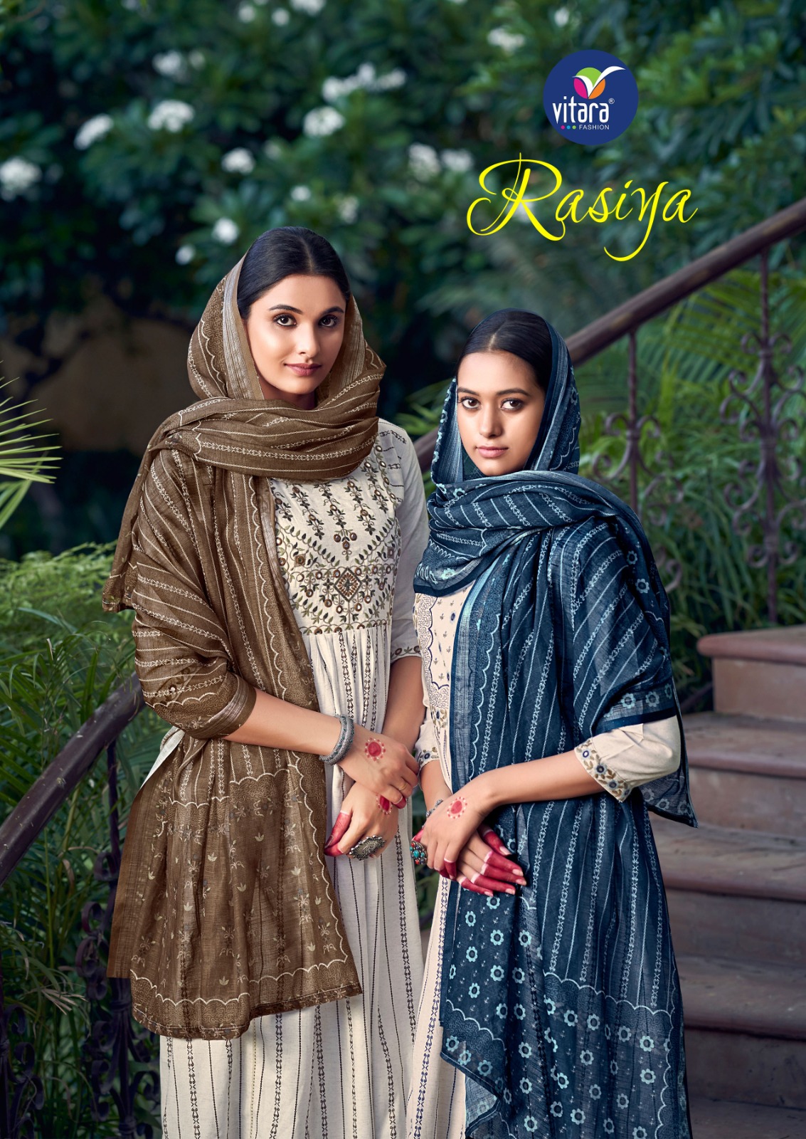 vitara fashion rasiya cotton elegant  top bottom with dupatta catalog