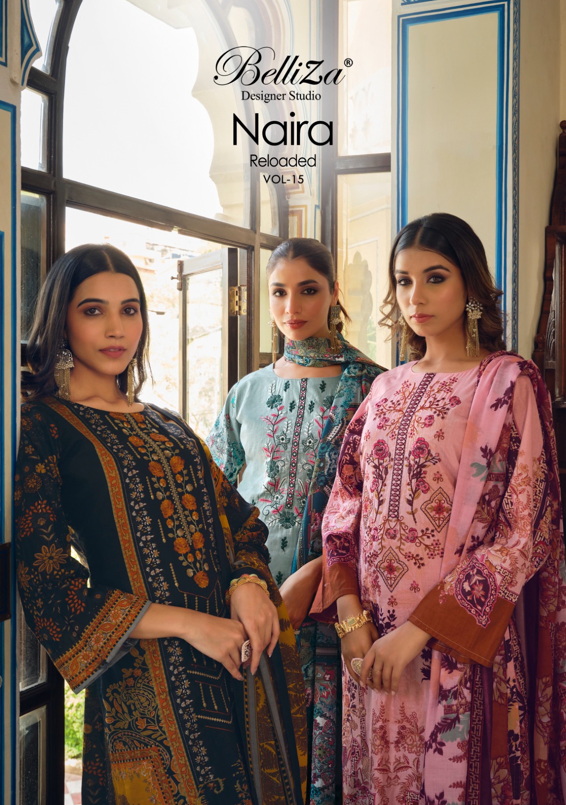 belliza designer studio naira vol 15 mal mal cotton catchy look salwar suit catalog