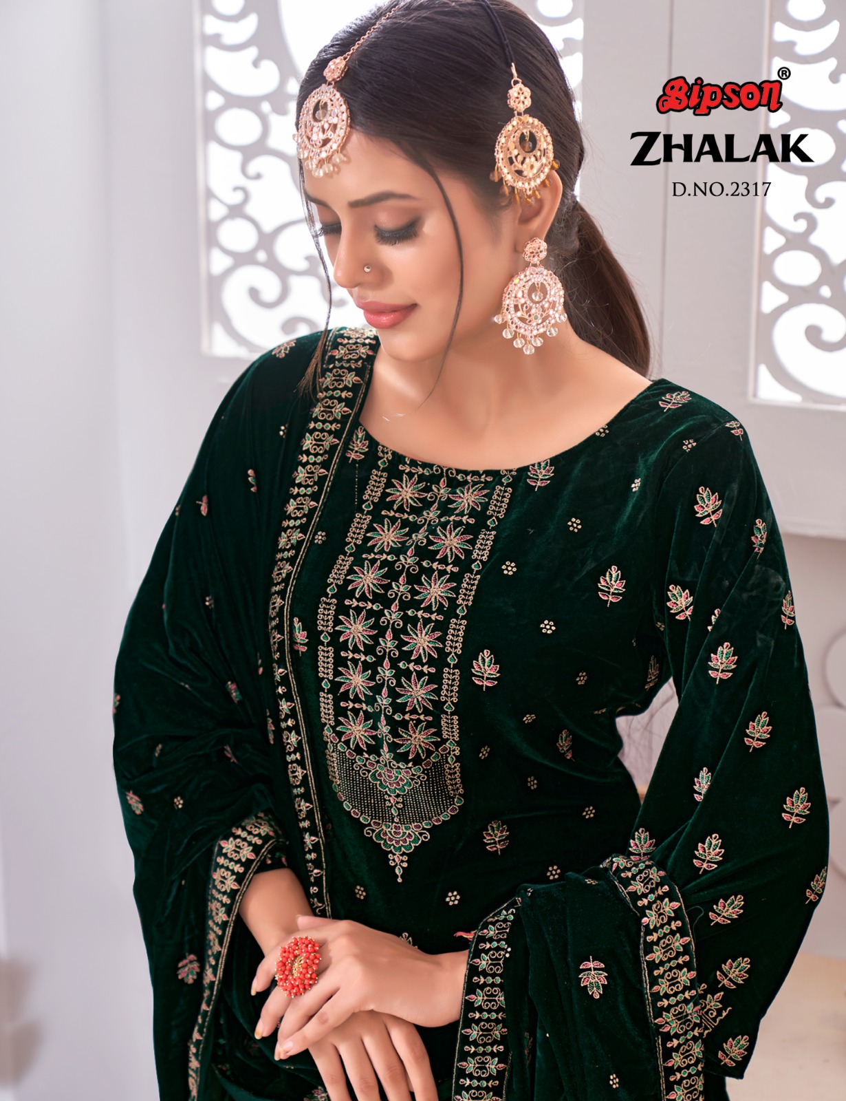 bipson zhalak 2317 viscose velvet new and modern look salwar suit catalog