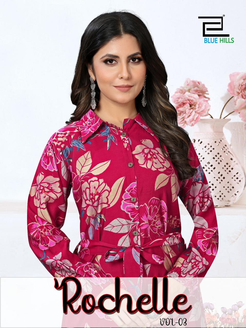 blue hills rochelle vol 3 modal cahnderi exclusive print kurti catalog