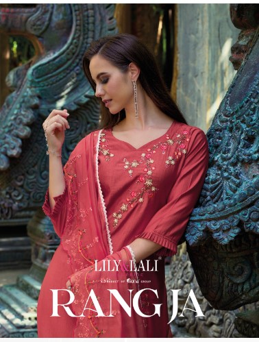 lily and lali rang ja viscose new and modern look top bottom with dupatta catalog