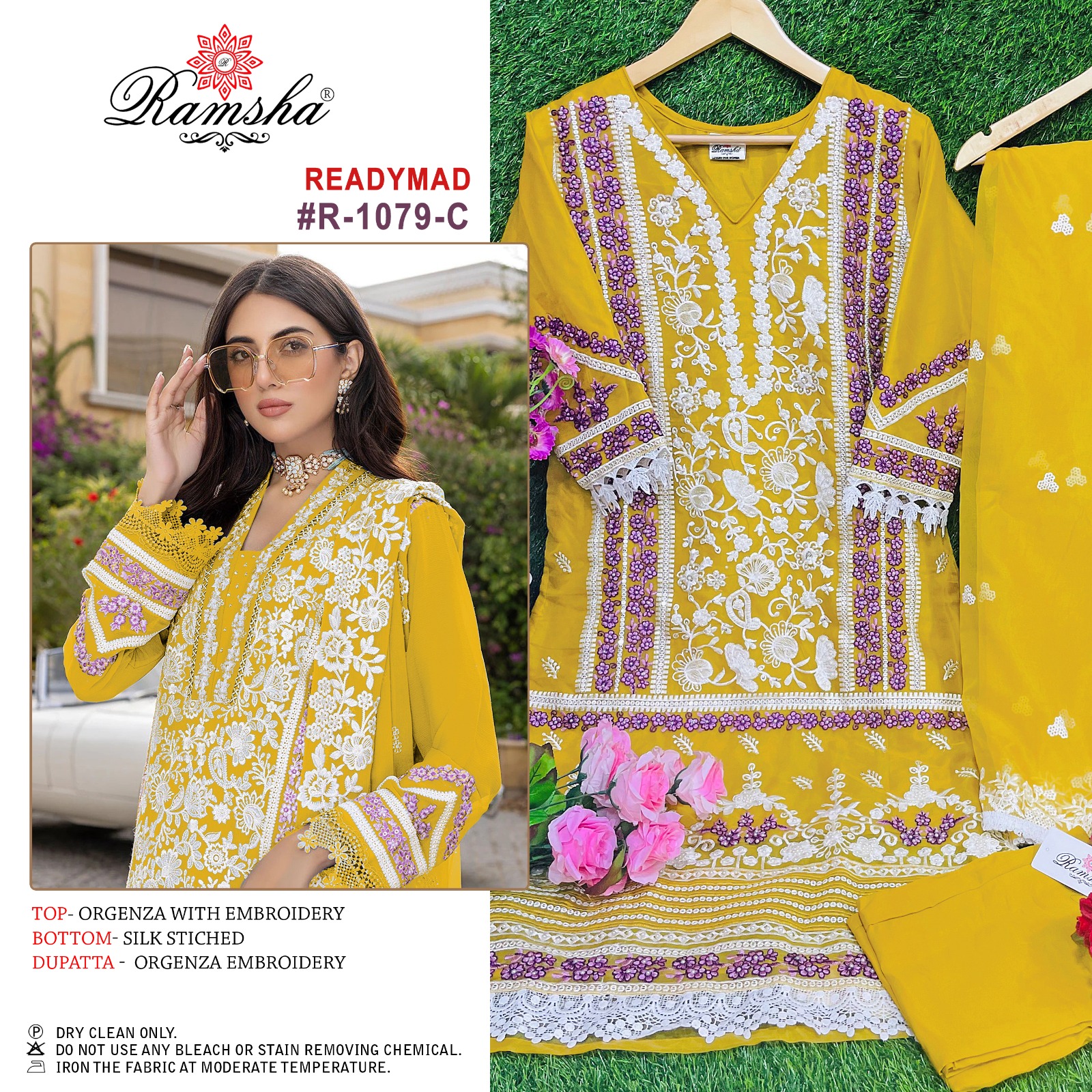 ramaha ramsha d no 1079 organza decent embroidery look top bottom with dupatta catalog