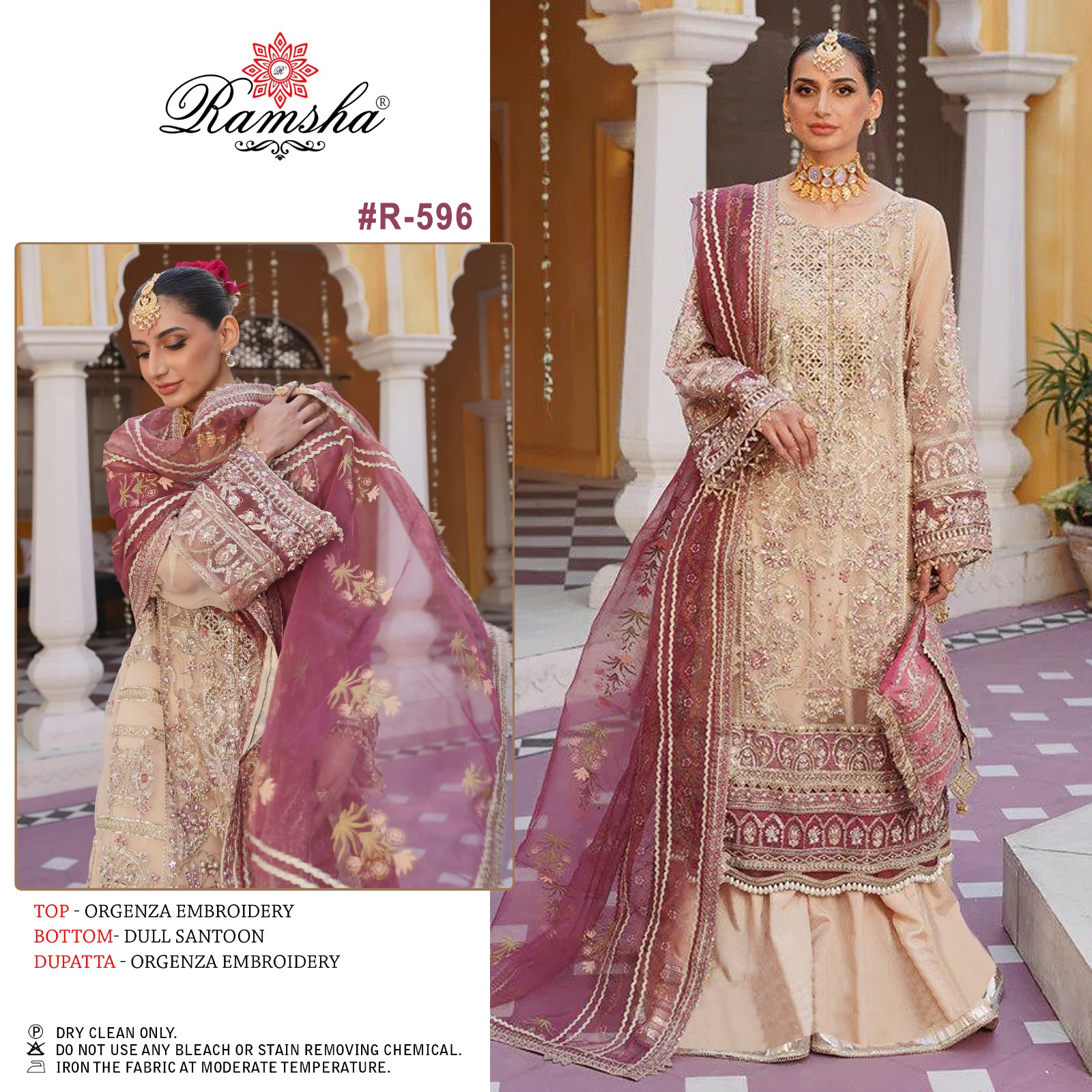 ramsha r 596 organza decent embroidery look salwar suit singal