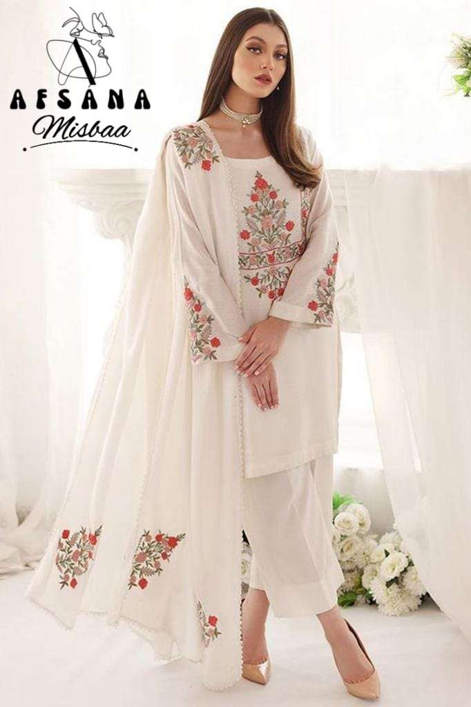 afsana misbaa hit gorgette decent embroidery look top bottm with dupatta catalog