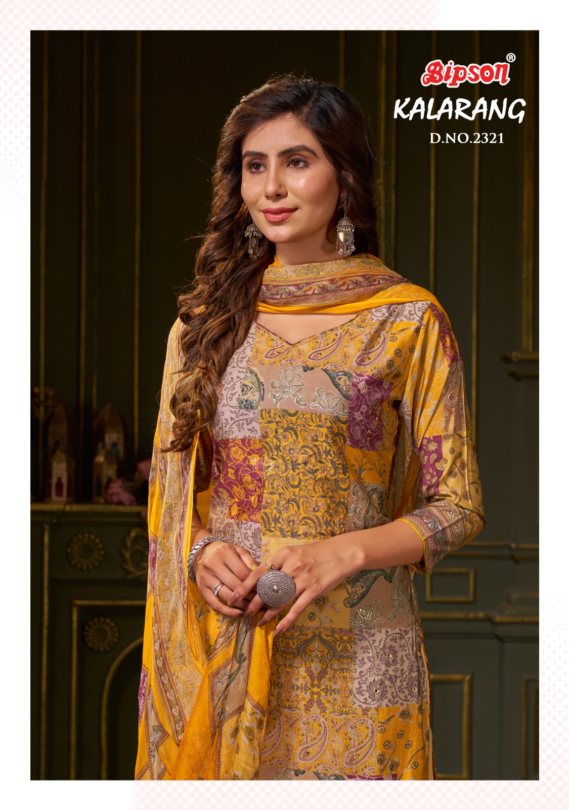 bipson kalarang 2321chanderi foil print innvative print salwar suit catalog