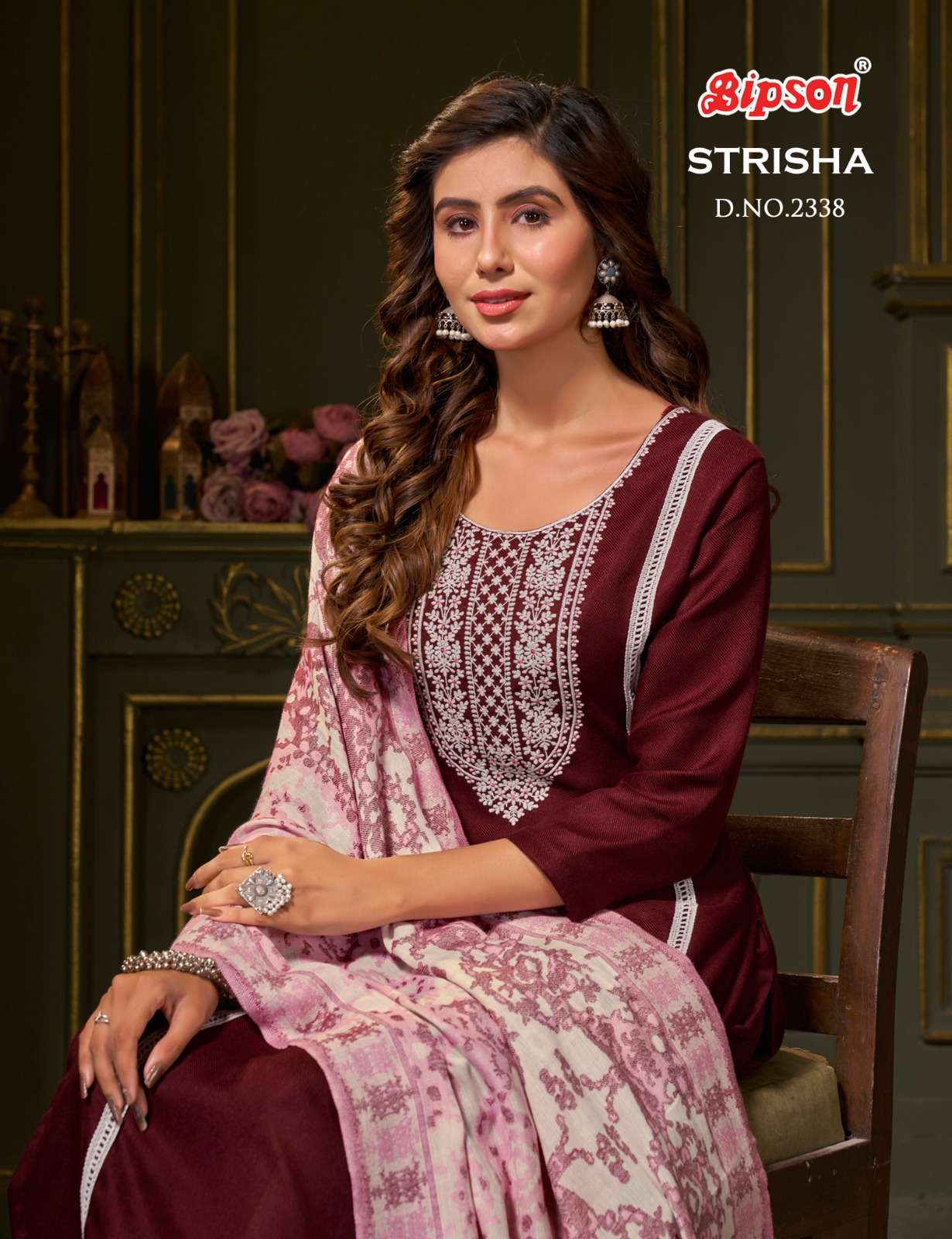 bipson strisha 2338 wool pashmina beautifil look salwar suit catalog