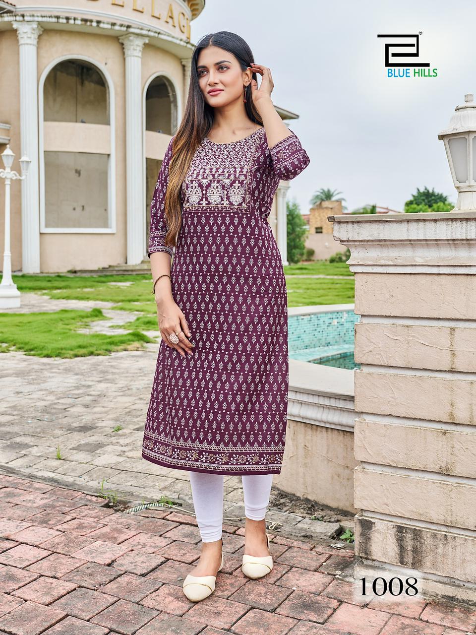 blue hills festival night short vol 1 rayon elegant kurti catalog