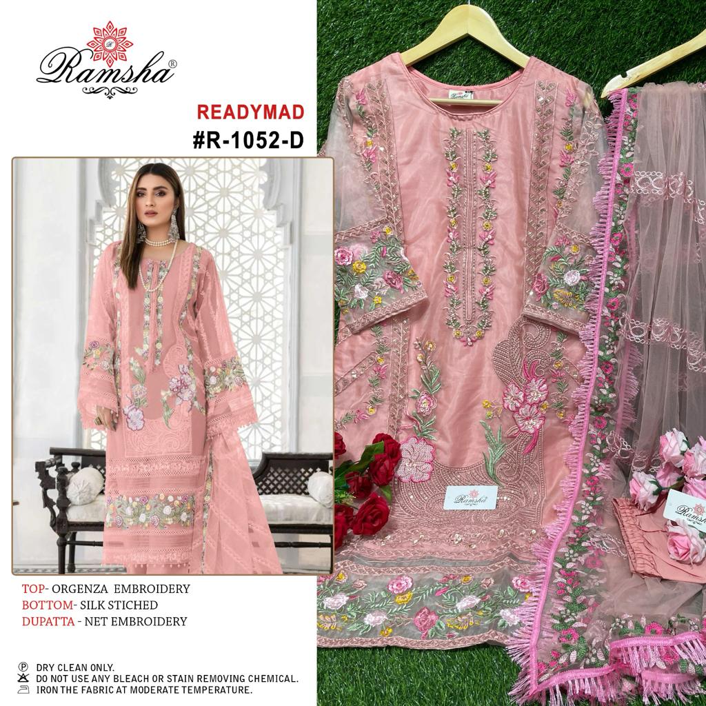 ramsha ramsha r 1052 orgenza elegant look kurti bottom with dupatta size set