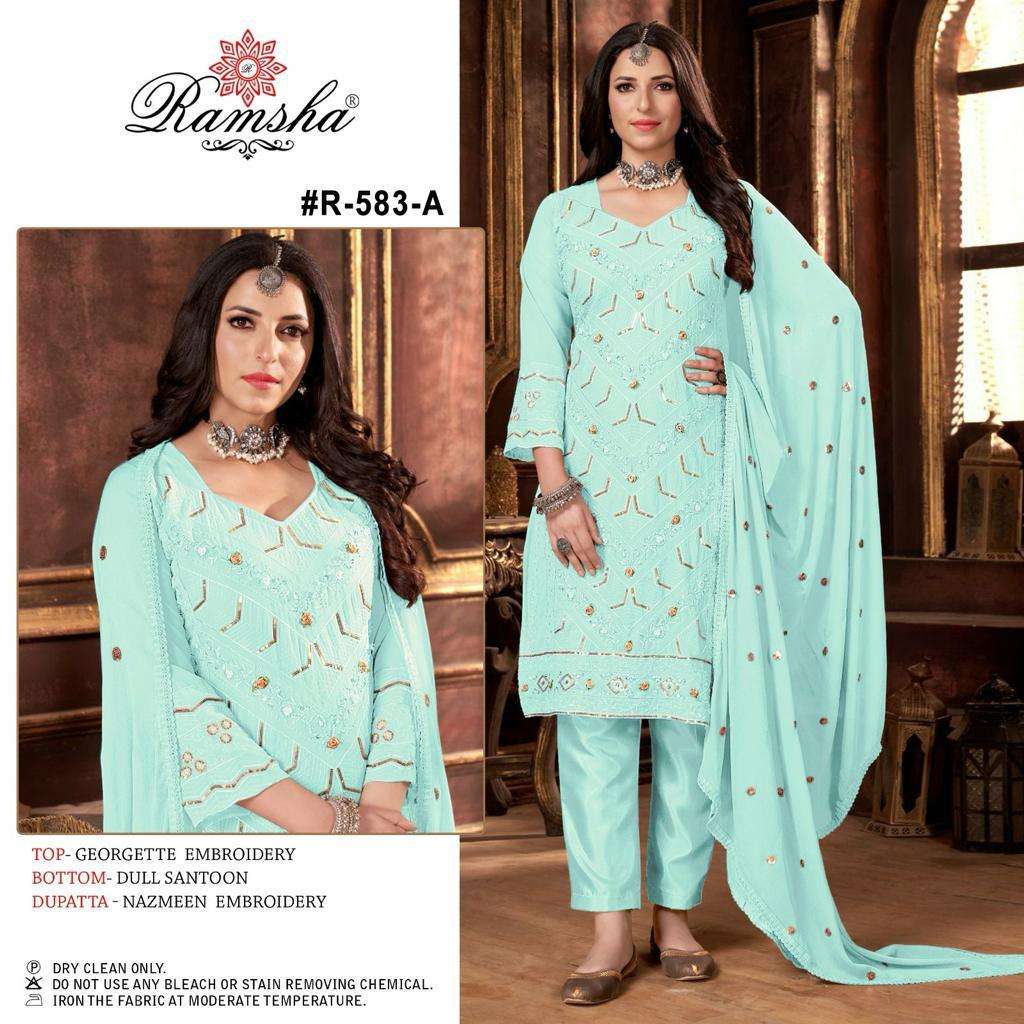 ramsha ramsha r 583 nx georgette catchy look salwar suit catalog