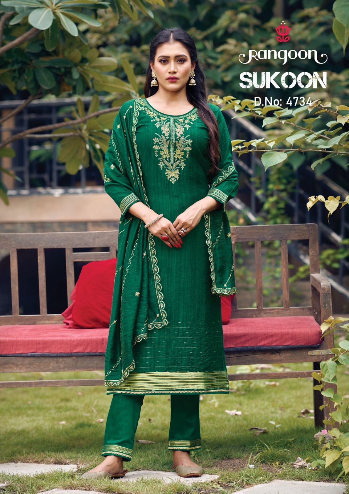 rangoon sukoon jaquard exclusive look kurti bottom with dupatta catalog