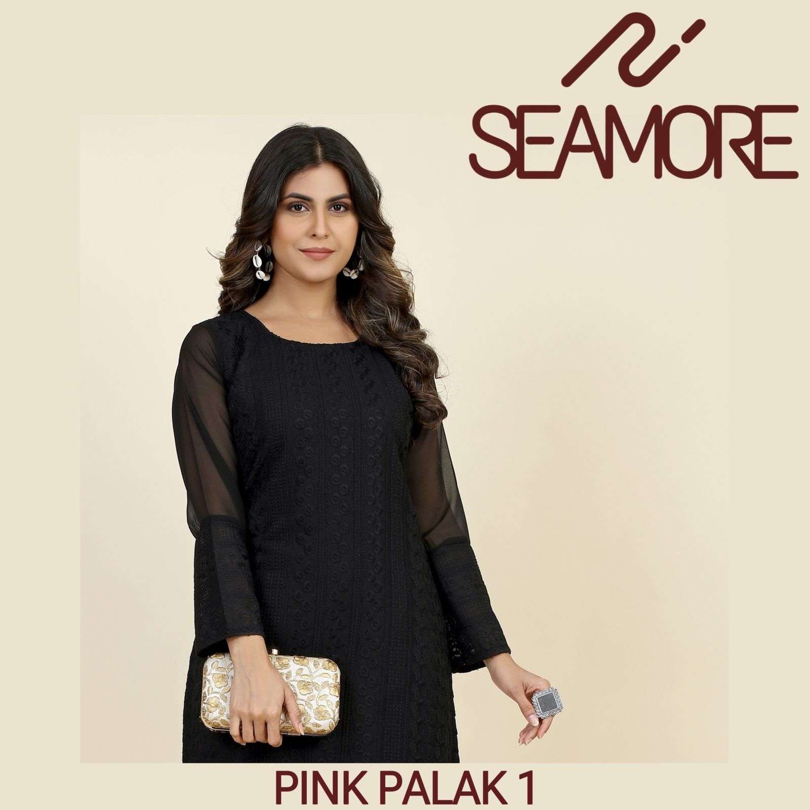 seamore pink plak 1 Lakhnavi Georgette innovative look kurti with bottom size set