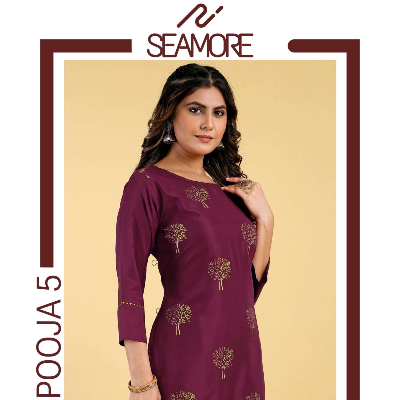 seamore pooja 5  crape exclusive look kurti with bottom catalog