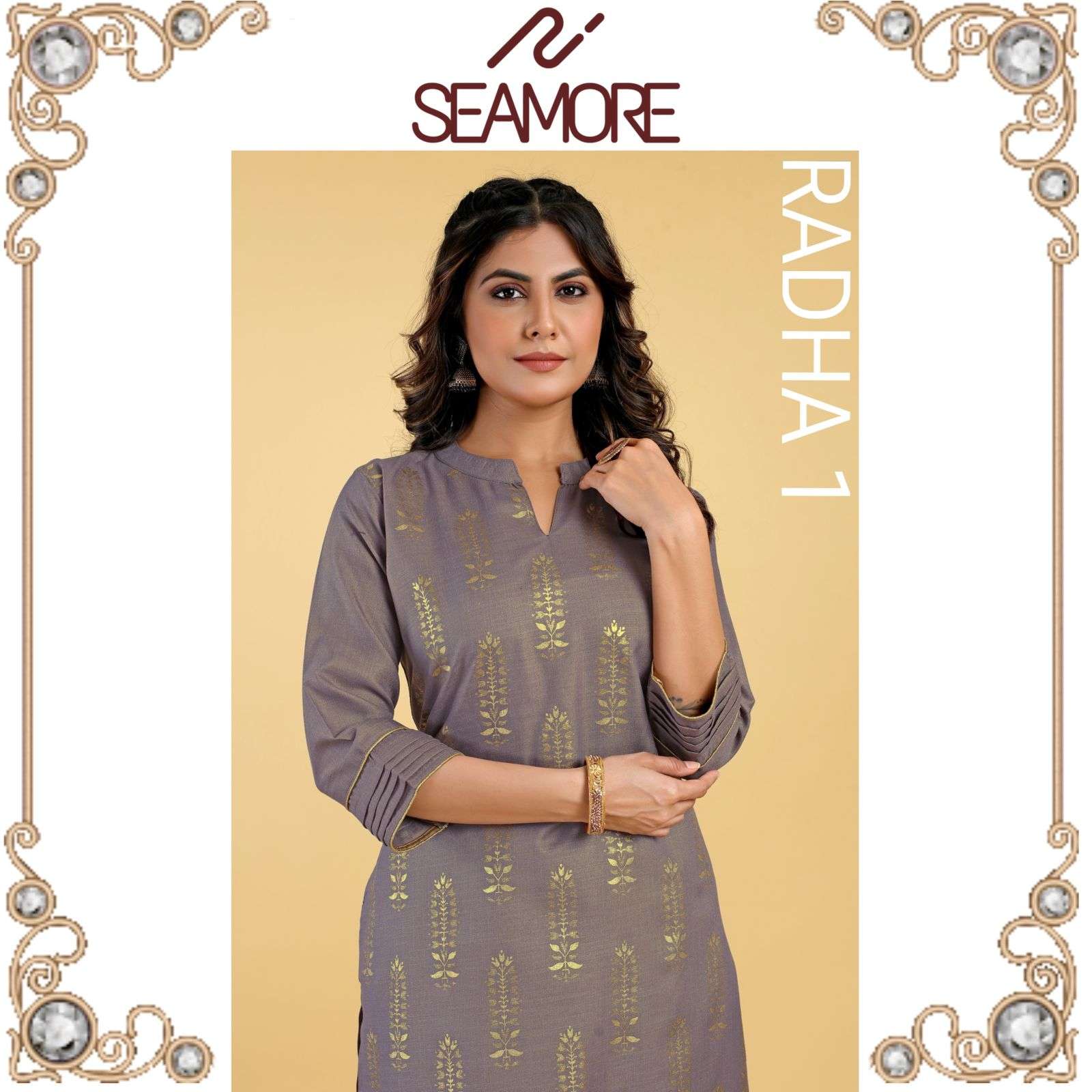 seamore radha 1COTTON SLUB ATTRECTIVE  look kurti with bottom size set