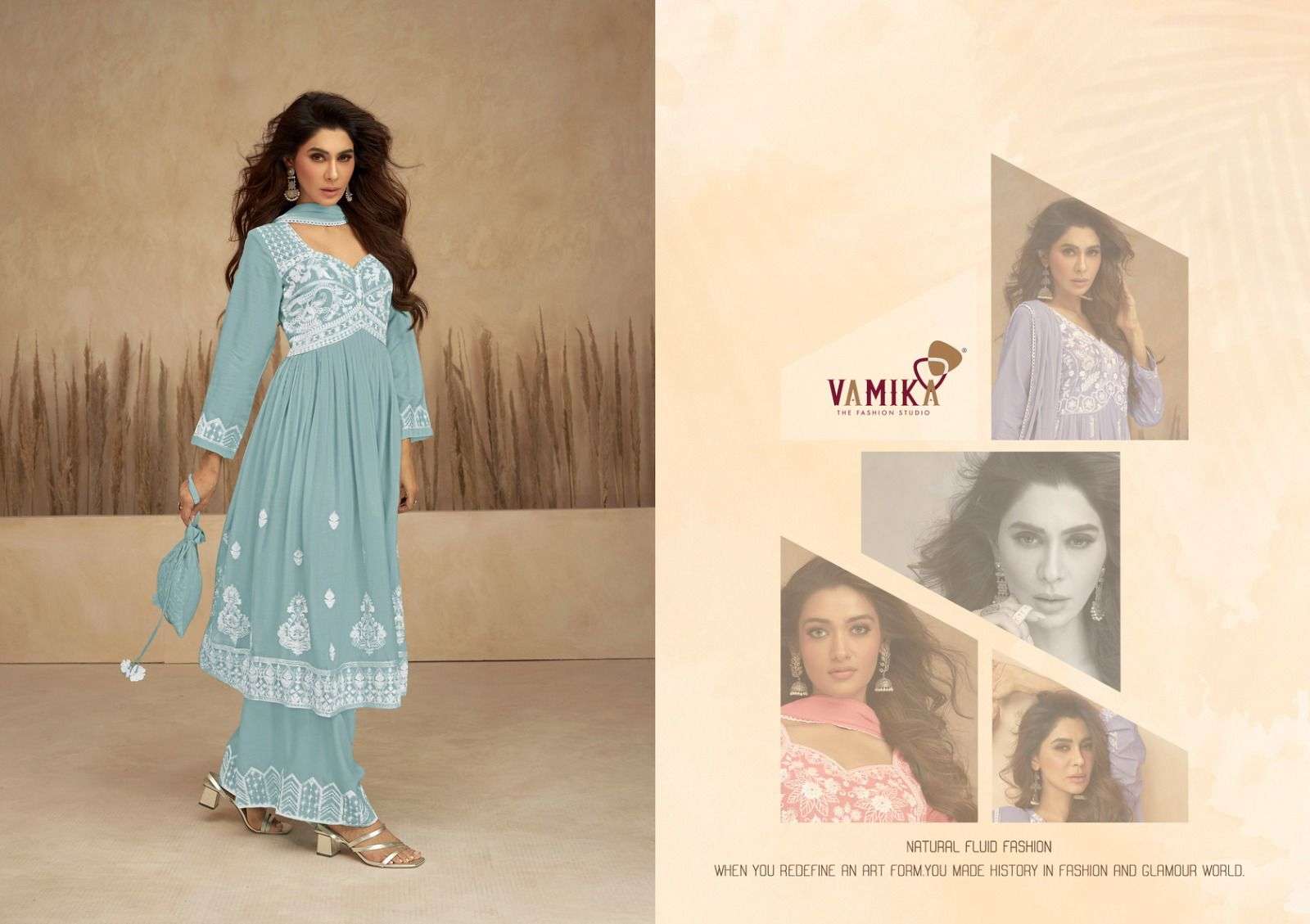 vamika lakhnavi col 7 d no 1037 to 1042 reyon attrective look top pant with dupatta catalog