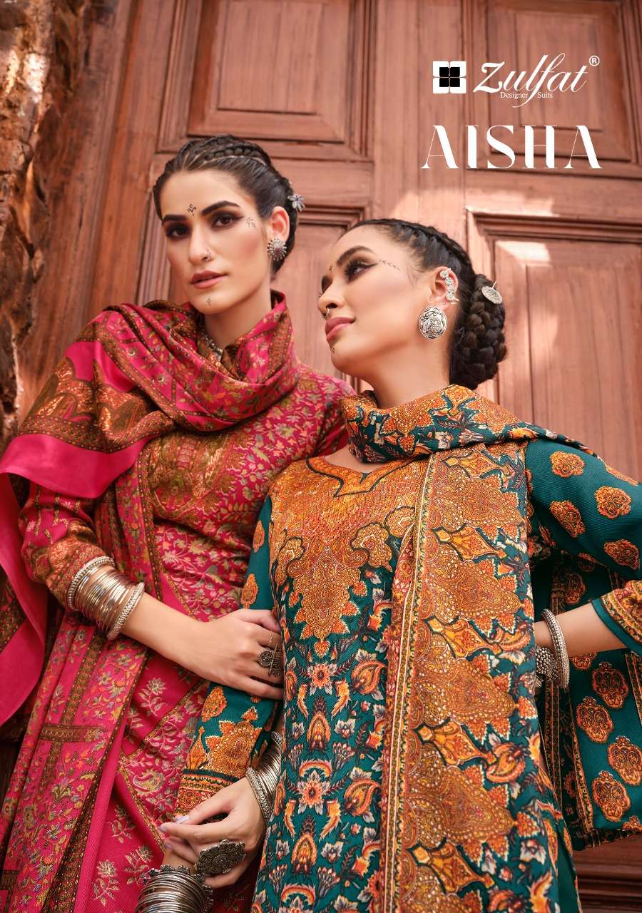 zulfat designer suits aisha wool pashmina attrective look salwqar suit catalog