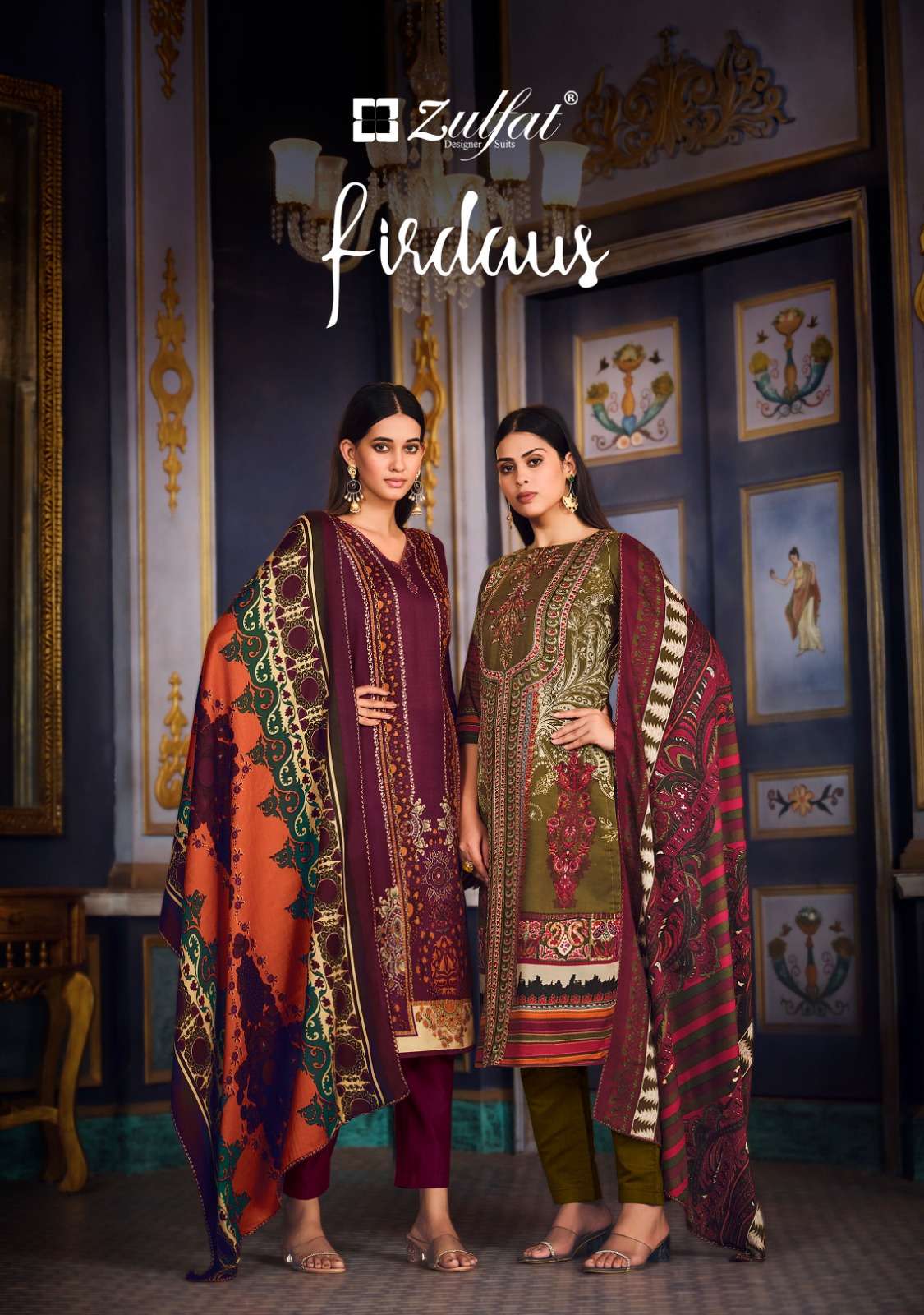 zulfat designer suits firdaus pashmina elegant look salwqar suit catalog