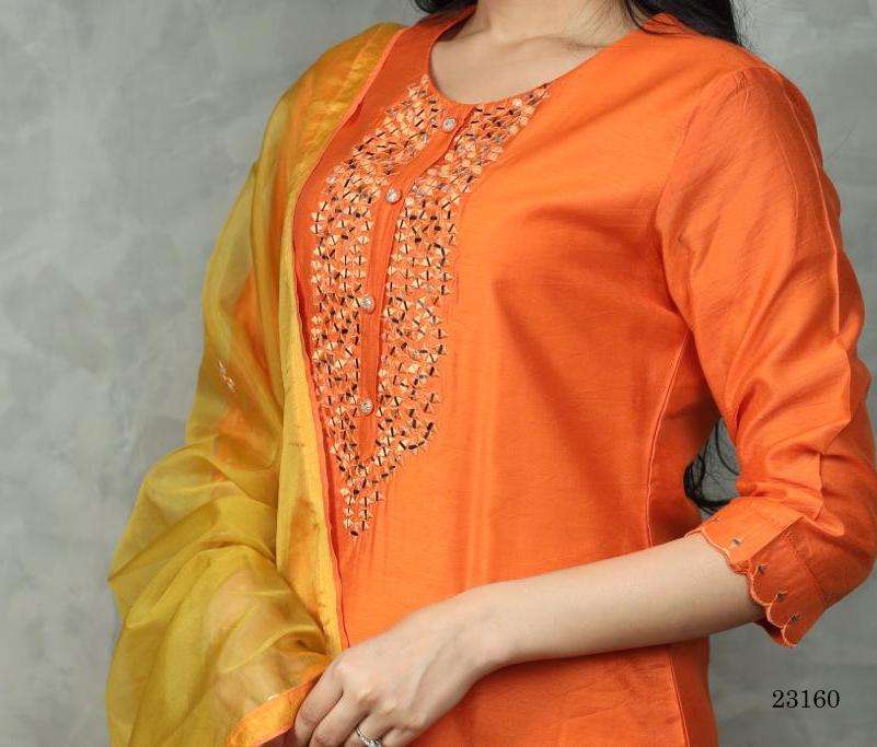 indira d no 23160 chanderi silk cotton viscose attrective look kurti size set