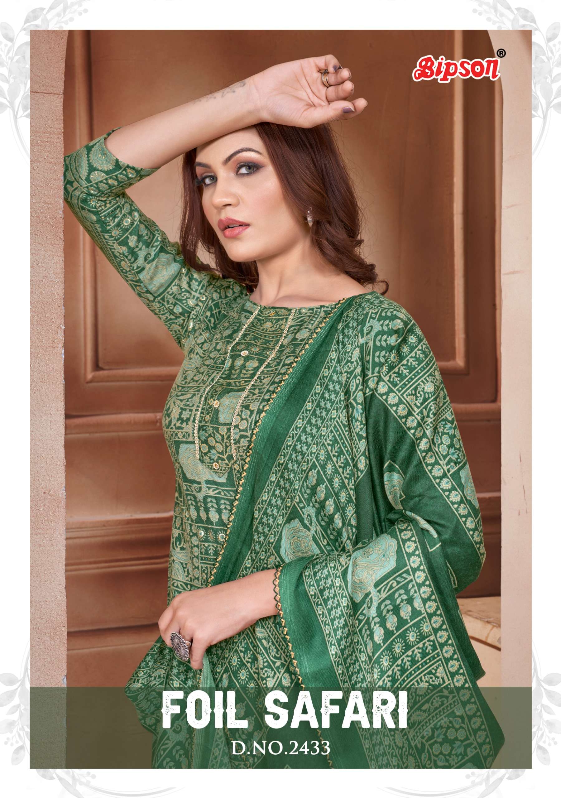 bipson  foil safari 2433 Pure Woollen Safari Pashmina Foil Print gorgeus look salwar suit catalog