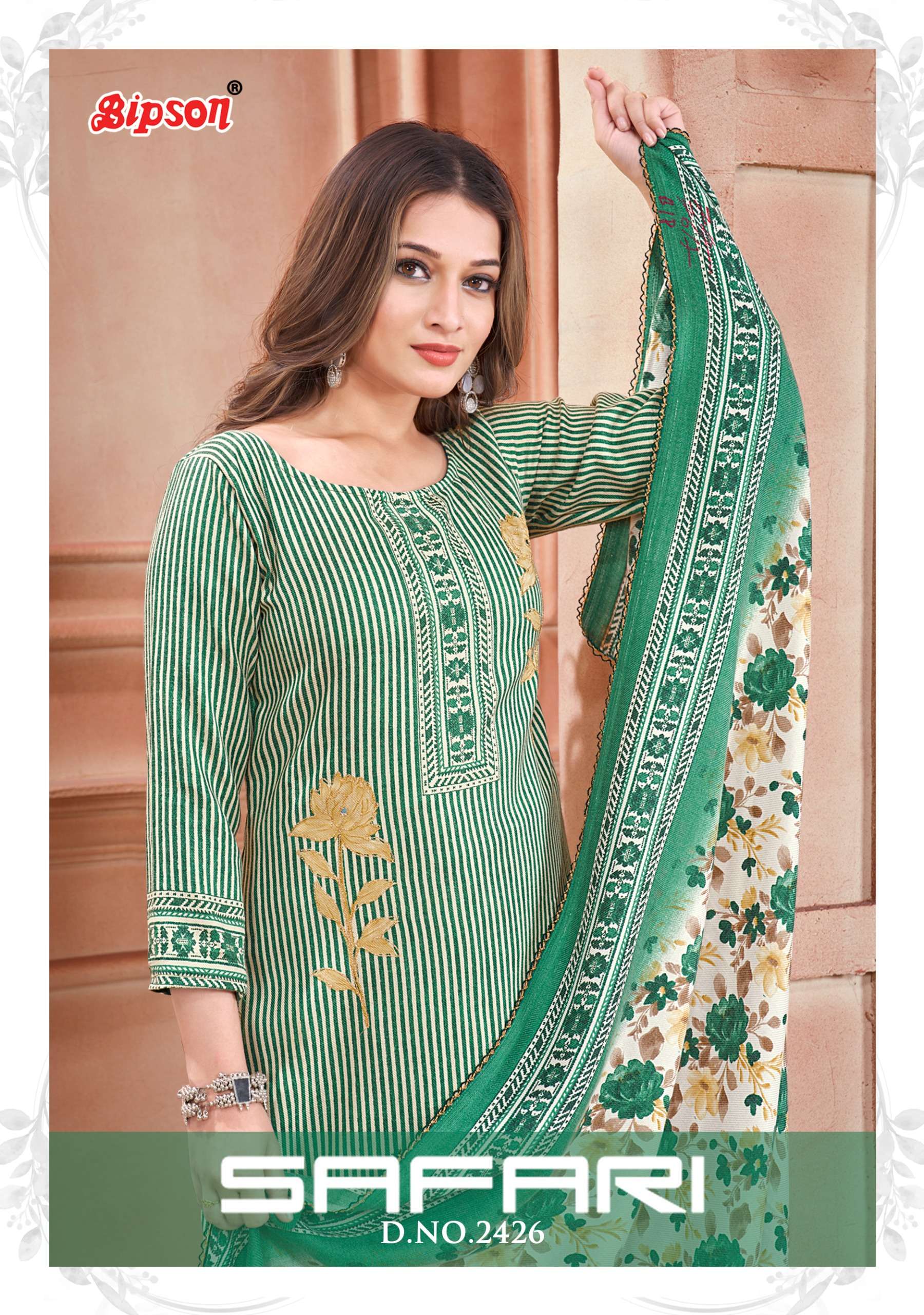 bipson  safari 2426 Pure Woollen Safari Pashmina Print  catchy look salwar suit catalog