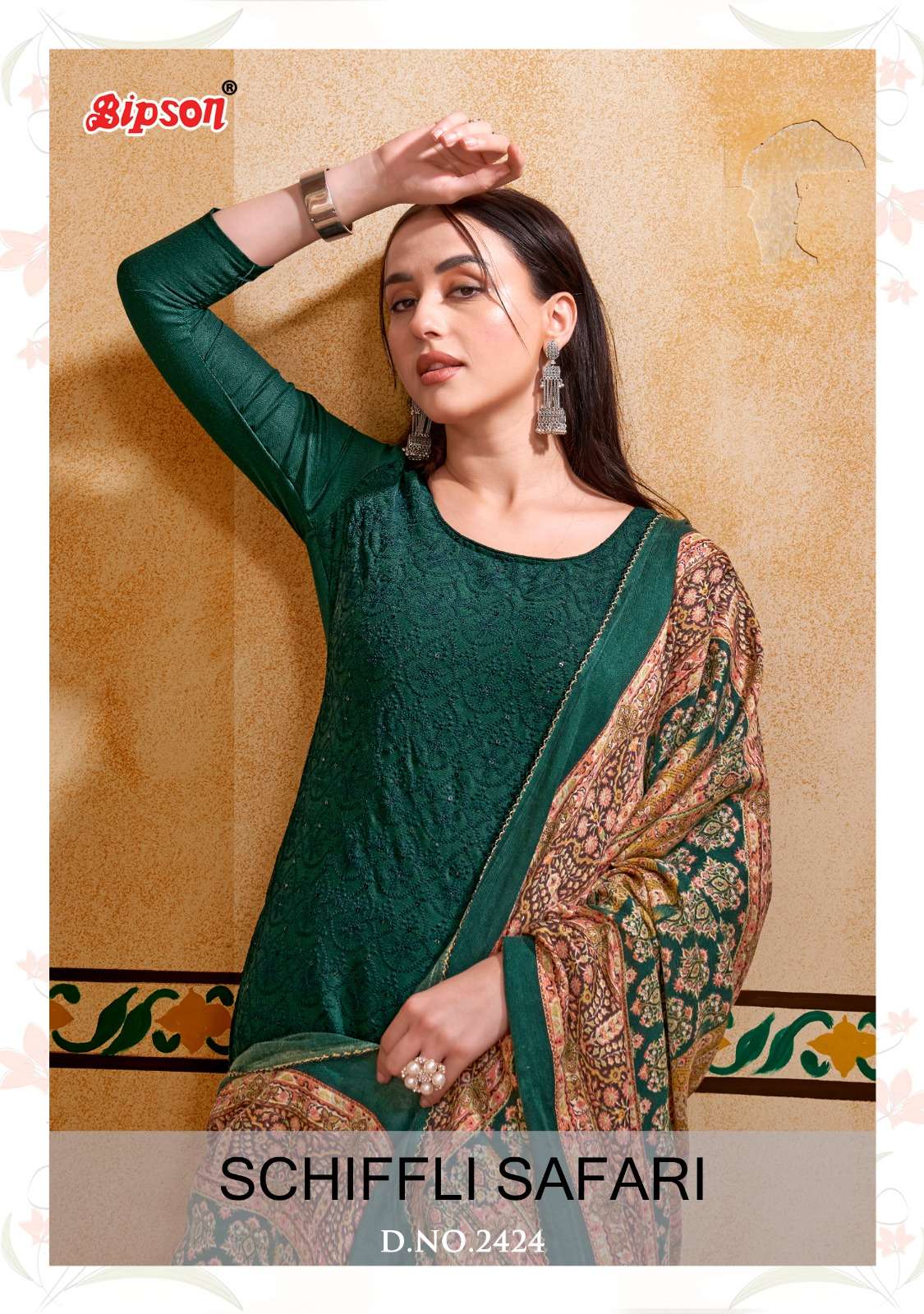 bipson schiffli safari 2424 Pure Safari Pashmina Dyed With Heavy Schiffli Sequence   beautiful look salwar suit catalog