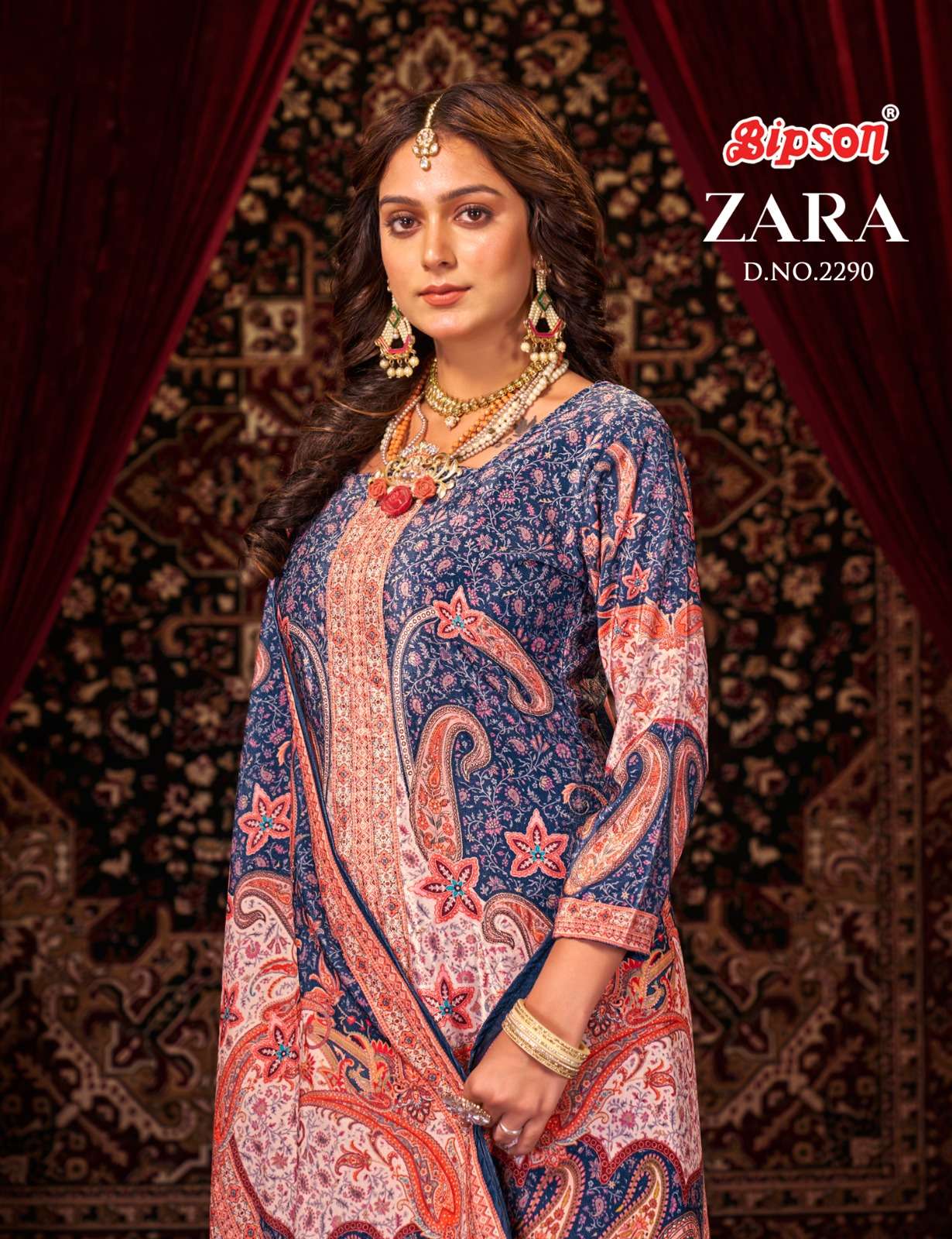 bipson  zara 2290 viscose velvet print beautiful look salwar suit catalog