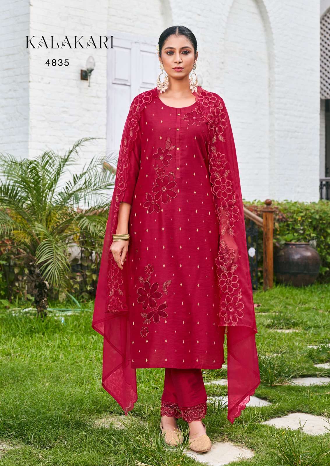 rangoon kalakari viscose jaquard beautiful look kurti pant with dupatta catalog