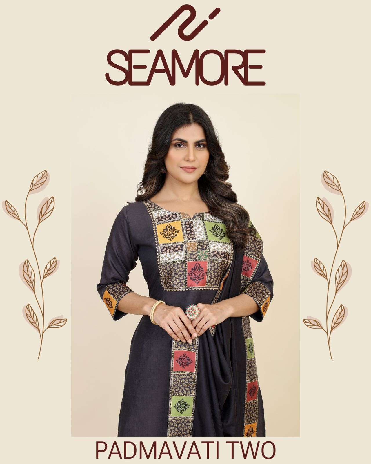 seamore Padmavati two  SKU 5004 To 5008 rayon innovative look kurti with bottom dupatta size set