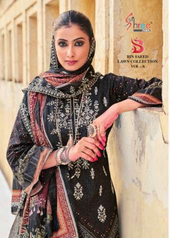 shree fabs binsaeed lawn collection vol 8 cotton gorgeous look salwar suit catalog