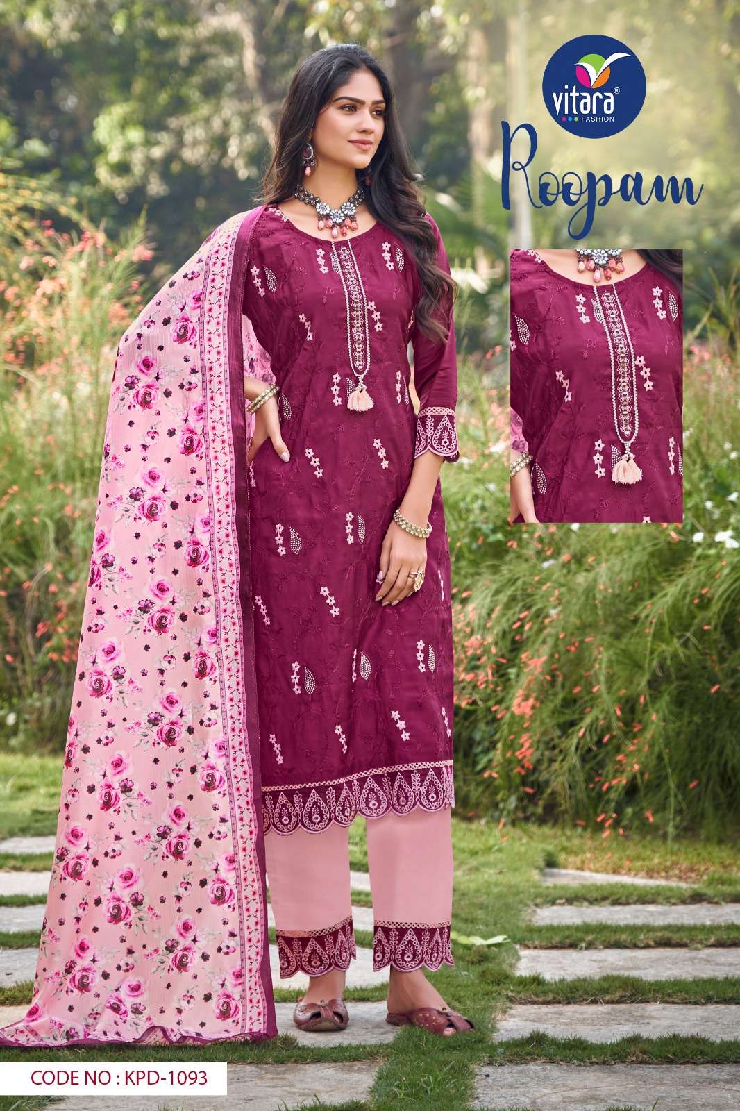 vitara fashion rupam roman silk elegant top bottom with dupatta catalog