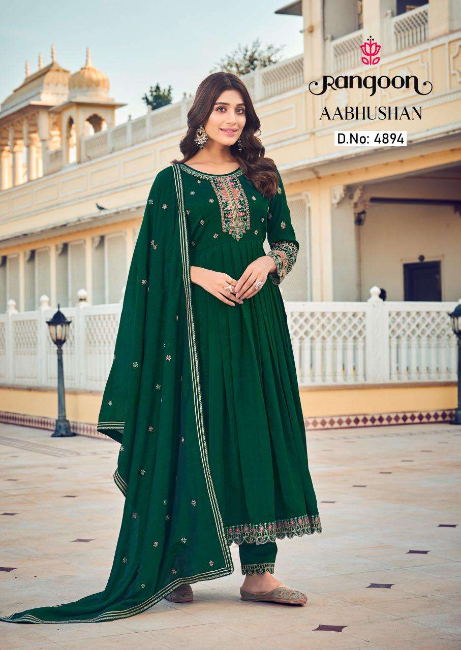 rangoon aabhushan silk gorgeous look top bottm with dupatta catalog