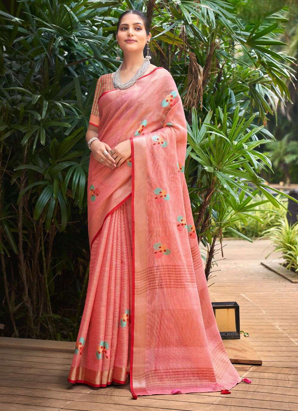 sangam prints linen linen fashion beautiful look saree catalog