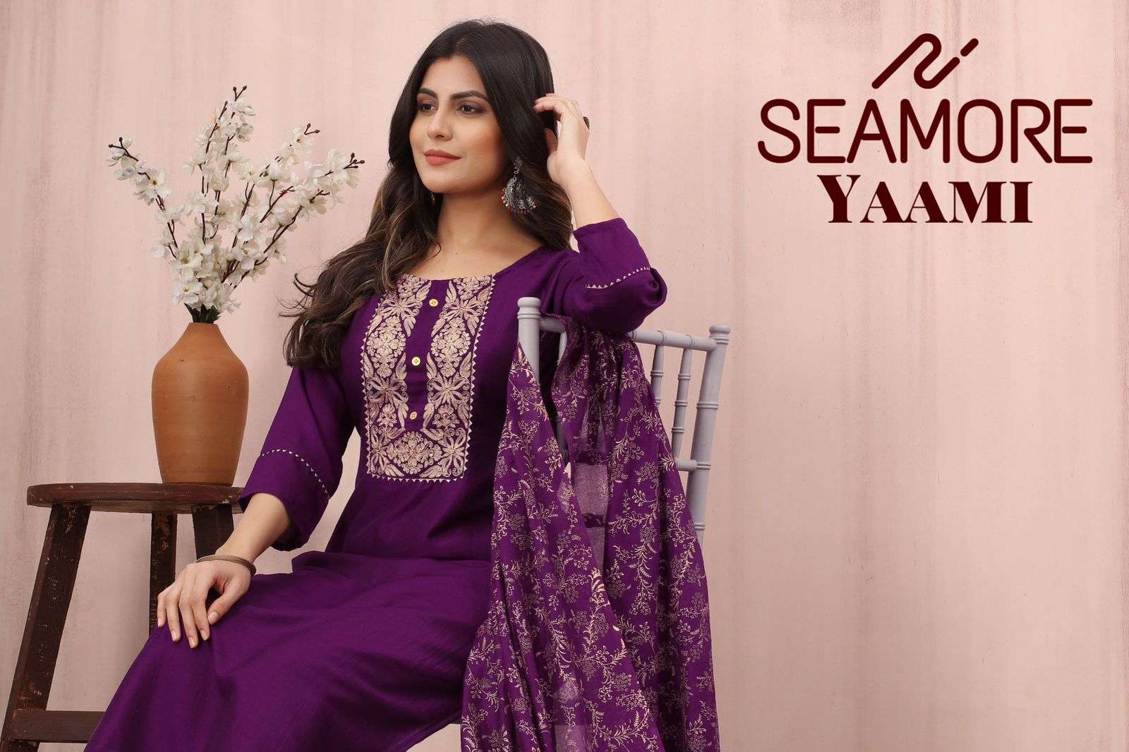 seamore yaami 114 To 117 chinon innovative look kurti with bottom dupatta size set