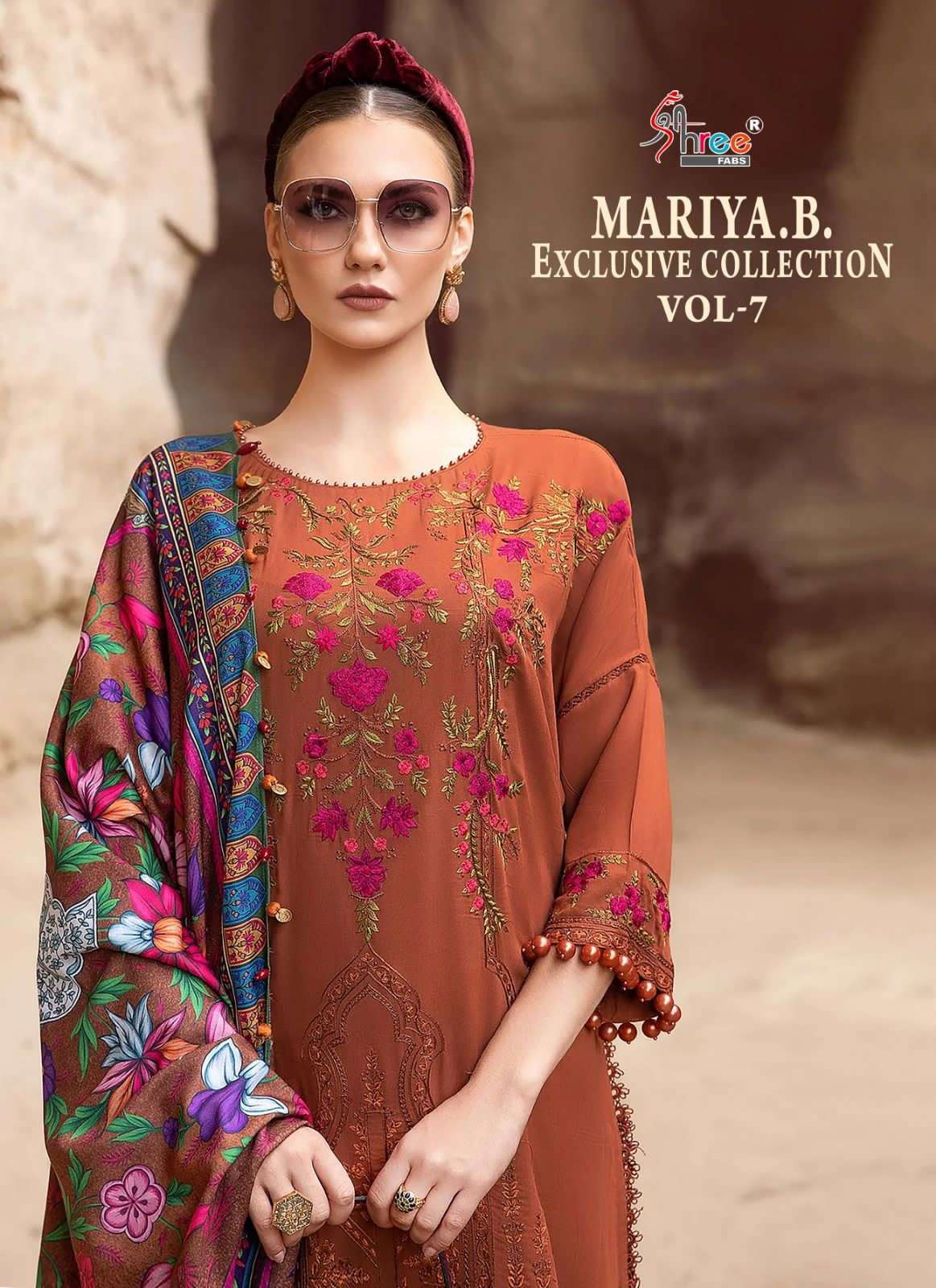 shree fabs maria b exclusive collection vol 7 rayon  gorgeous look salwar suit cotton dupatta catalog