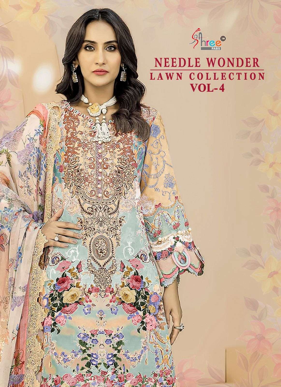 shree fabs needle wonder lawn collection vol 4 cotton gorgeous look cotton dupatta catalog