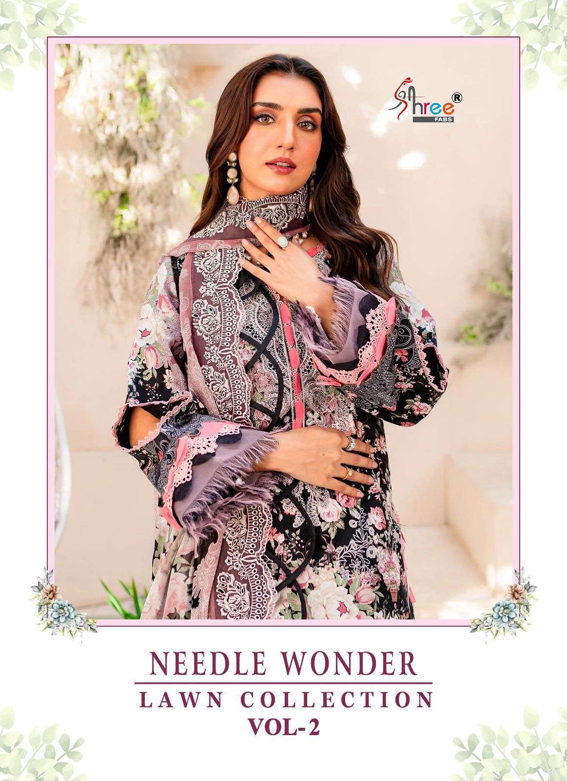 shree fabs neele wonder lawn collection vol 2  cotton gorgeous look salwar suit shiffon dupatta catalog