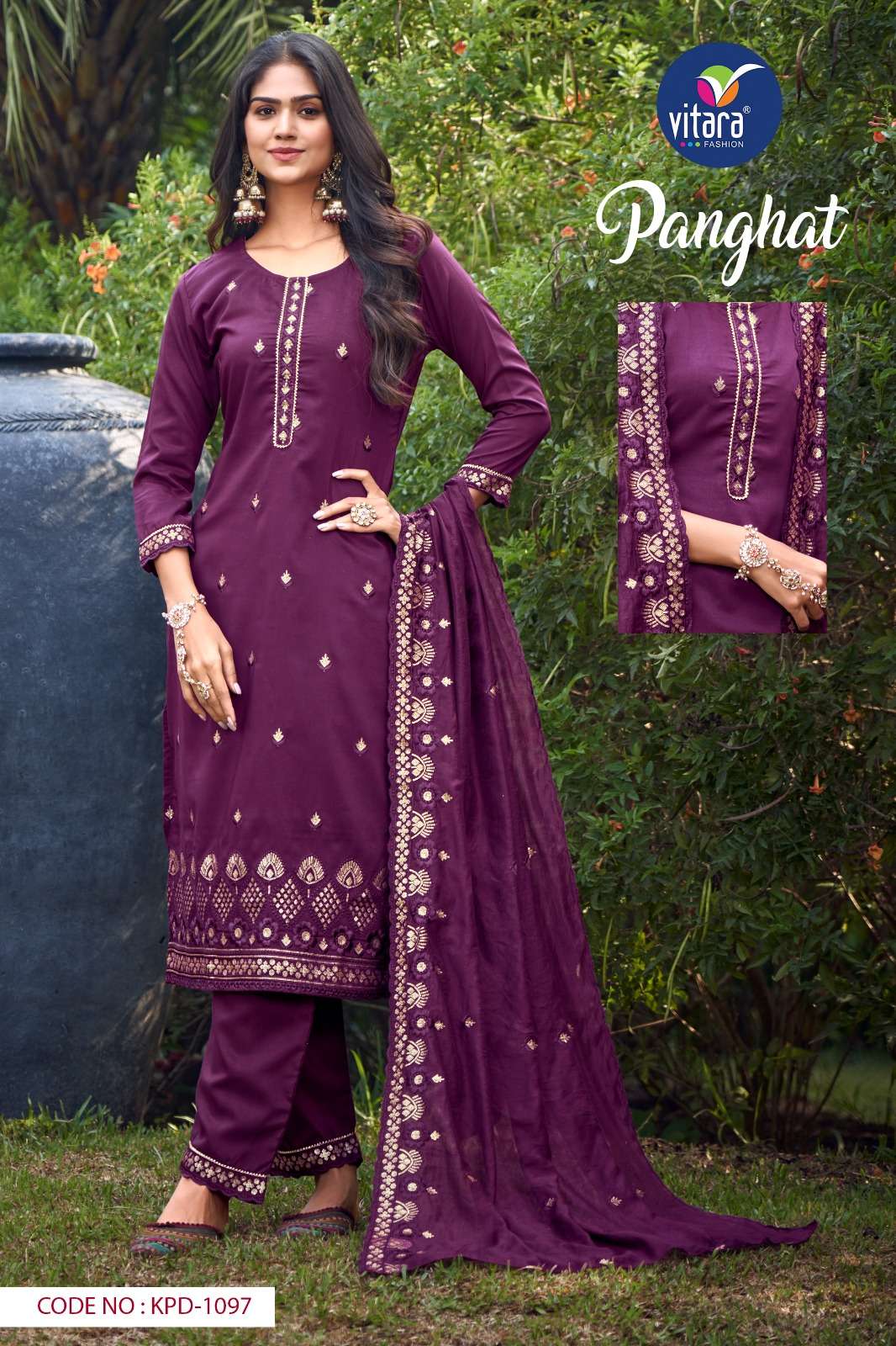 vitara fashion panghat chinon gorgeous look top bottom with dupatta catalog