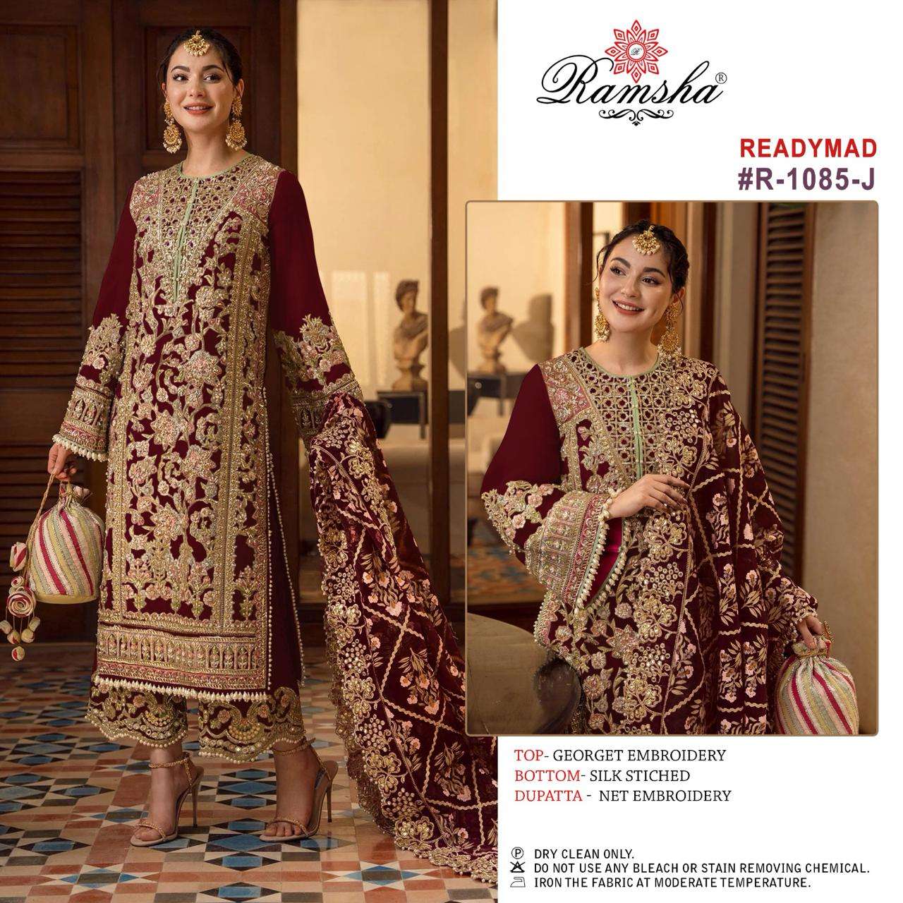 ramsha ramsha r 1085 dark chart georgette elegant top bottom with dupatta catalog