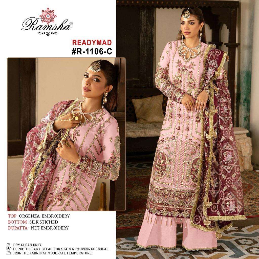 ramsha ramsha r 11106 orgenza catchy look top bottom dupatta catalog