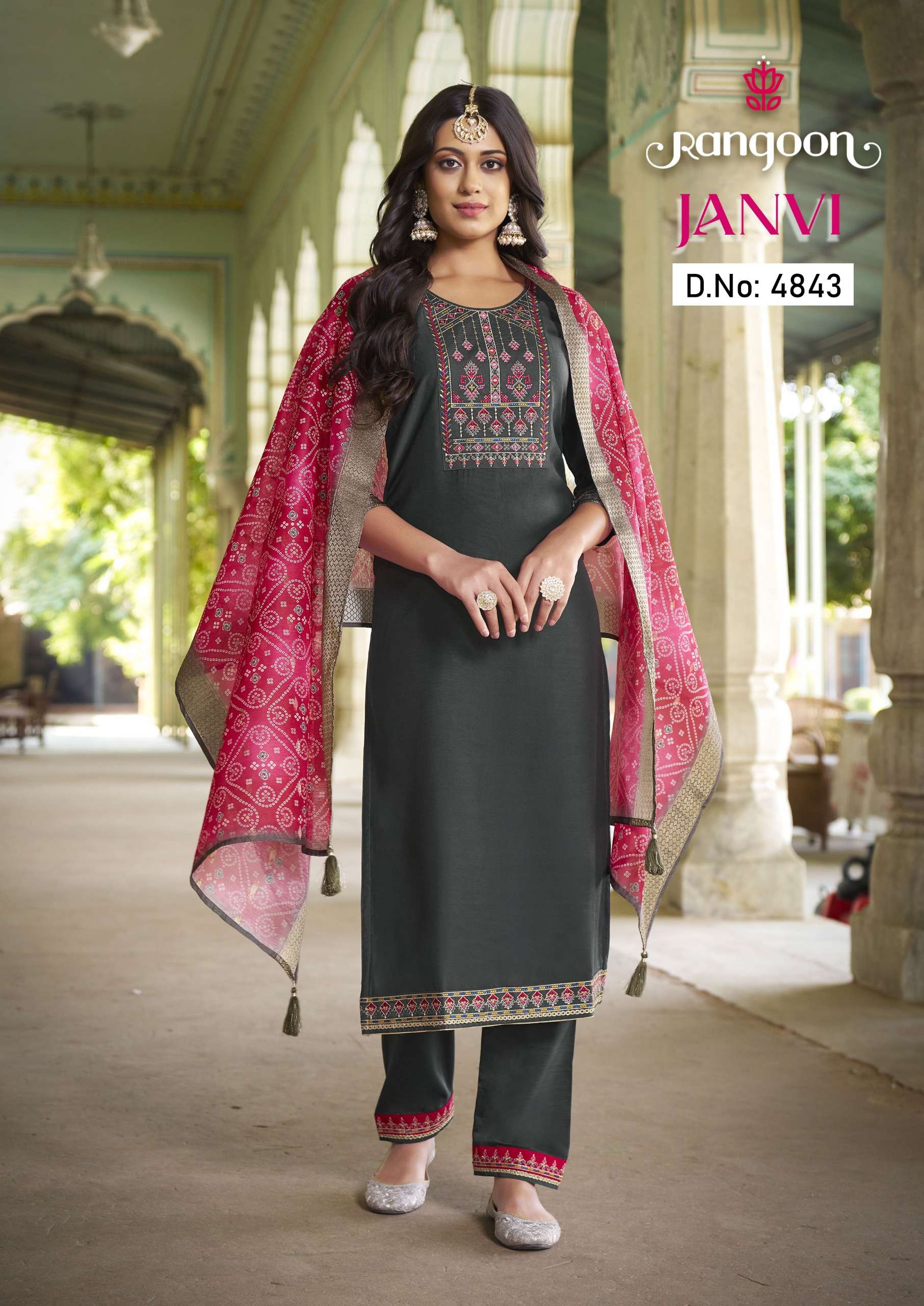 rangoon janvi muslin silk gorgeous look top bottm with dupatta catalog