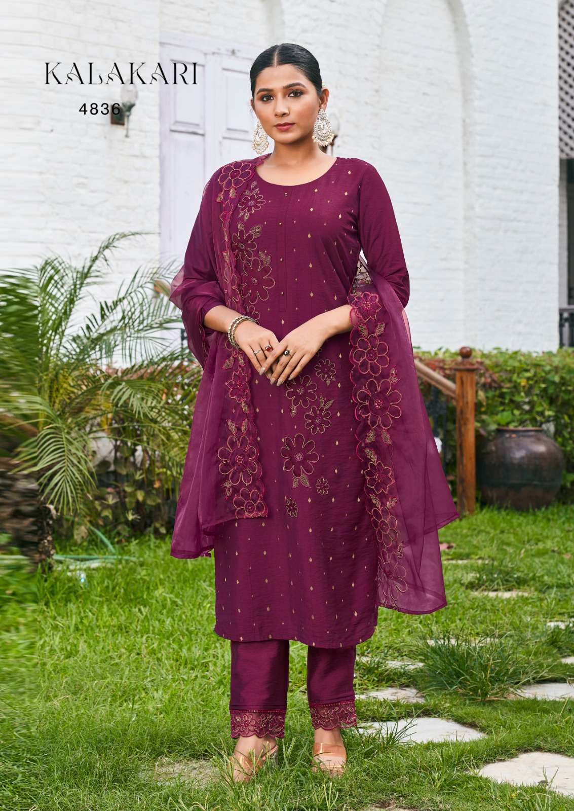 rangoon kalakari jequra viscose gorgeous look top bottm with dupatta catalog