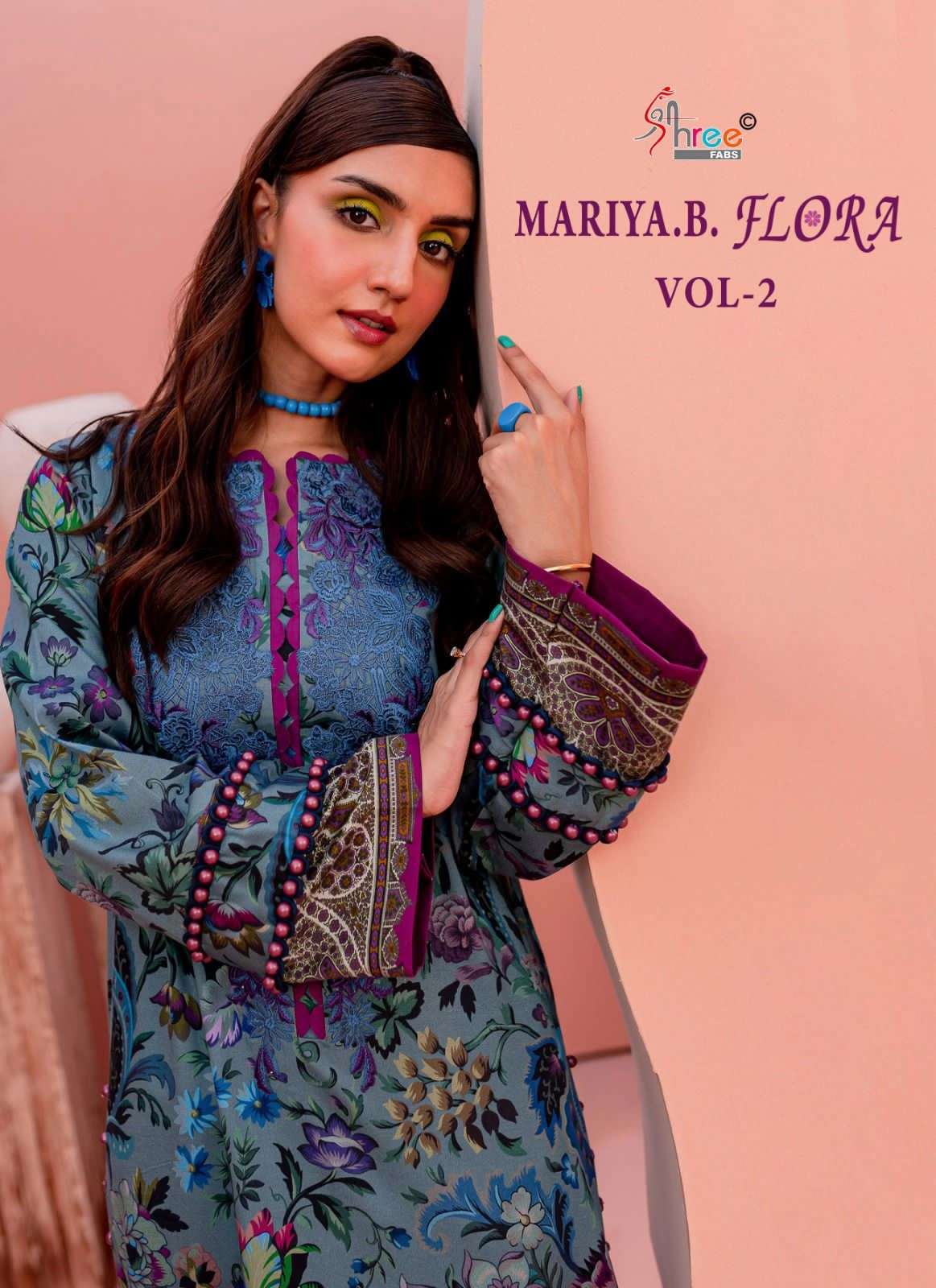 shree fabs maria b flora vol 02 jam cotton decent look satwar suit with cotton dupatta catalog