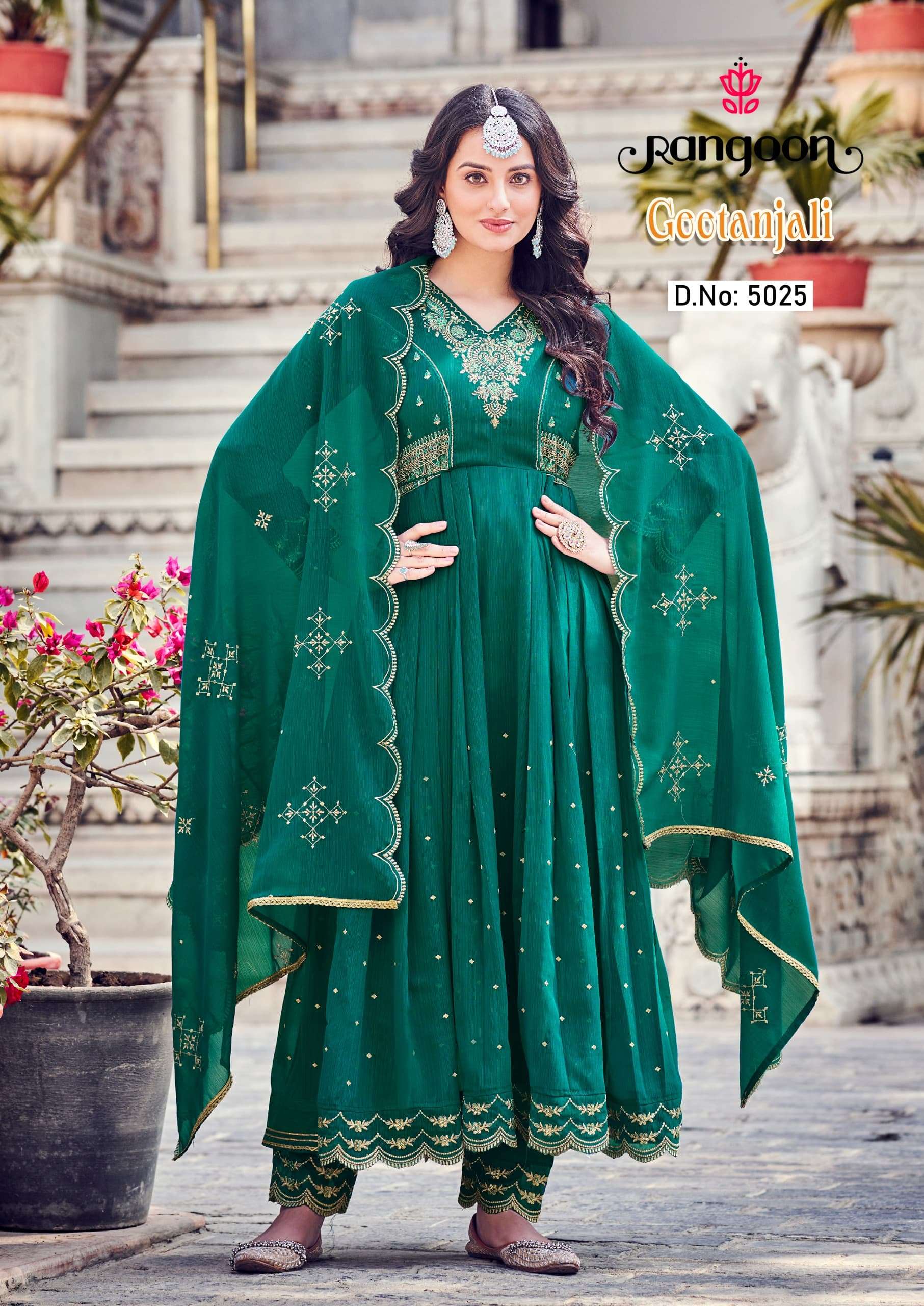 rangoon geetanjali silk gorgeous look top bottom with dupatta catalog