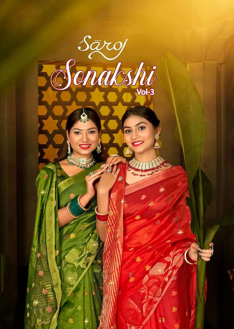 saroj saree sonakashi 3 organza cathy look saree catalog