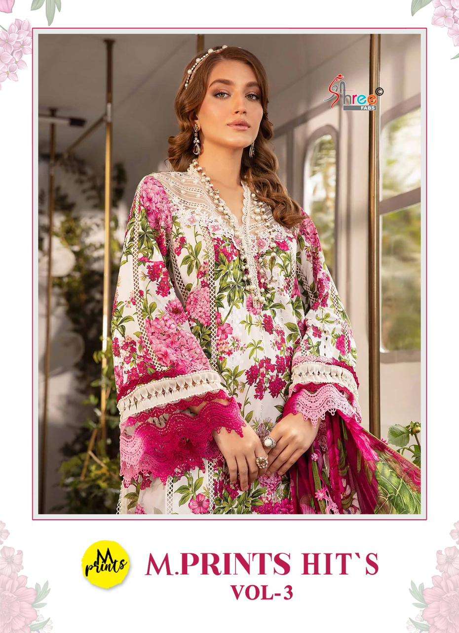 shree fabs m print hits vol 3 cotton catchy look siffion dupatta salwar suit catalog