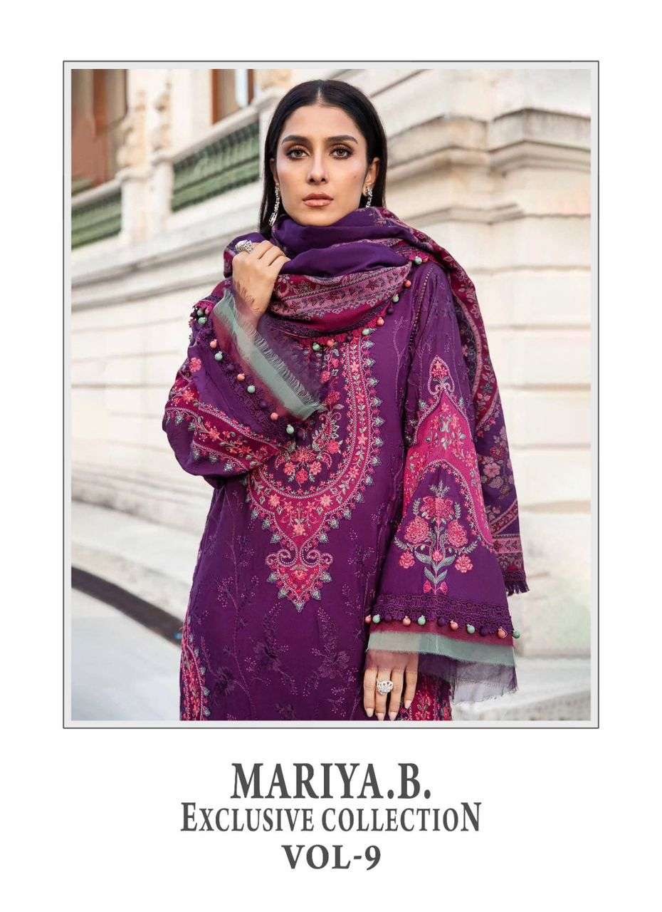 shree fabs maria b exclusive vol 9 graceful look salwar suit shiffon dupatta catalog