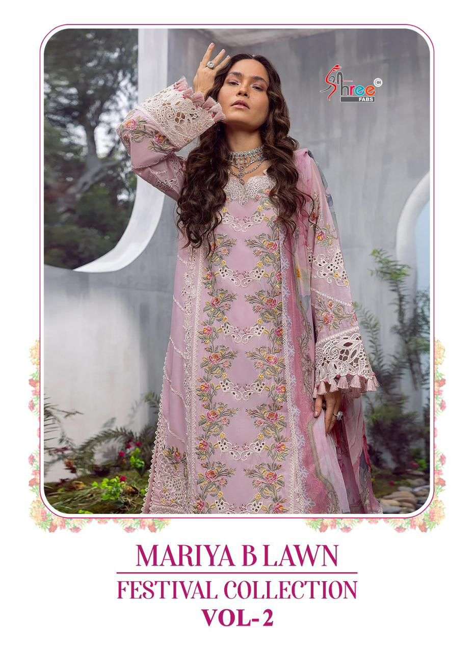 shree fabs  mariya b lawn festival collection vol 2 lawn cotton attractive look salwar suit with cotton dupatt catalog